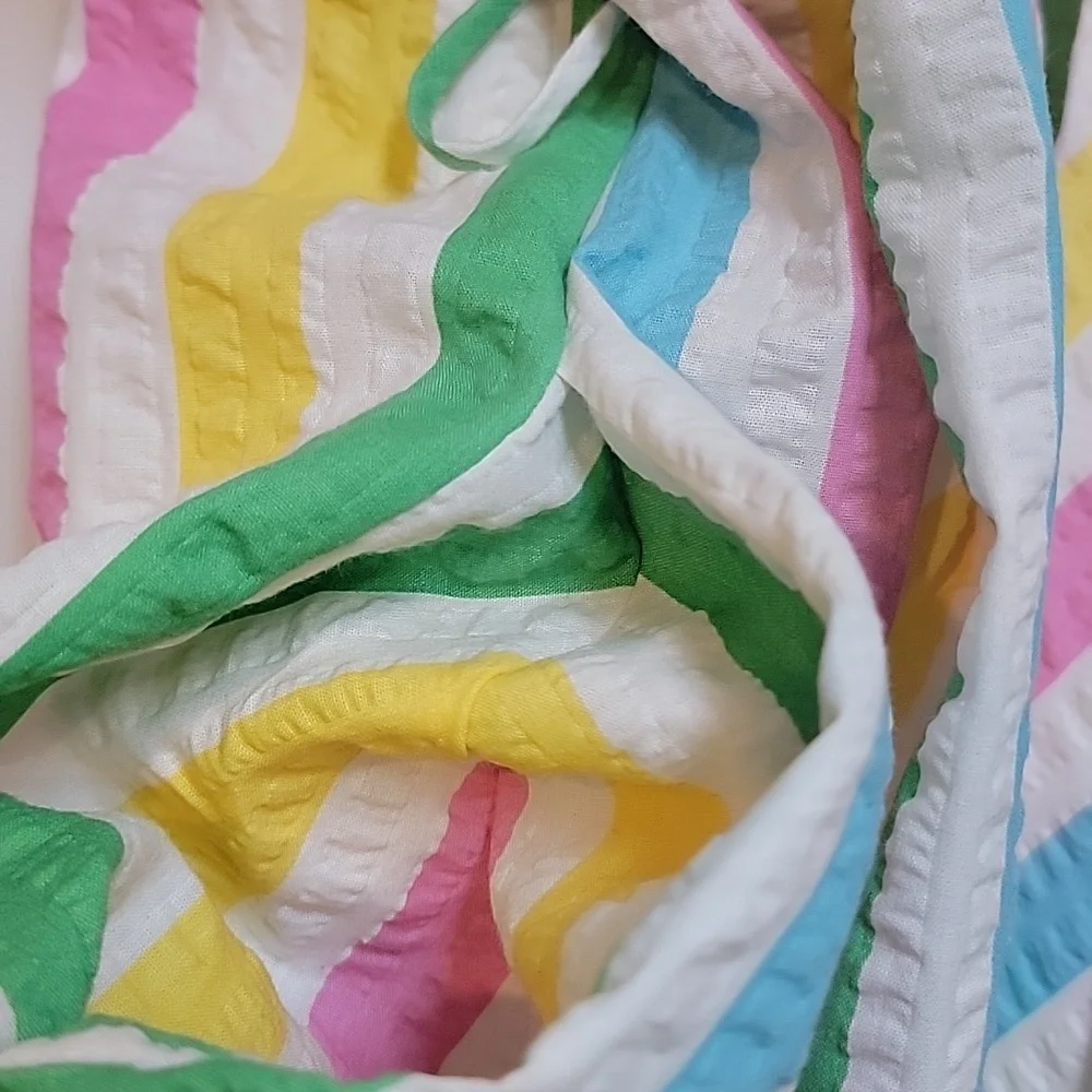 VTG | Vintage Multicolored Striped Kimono Style Robe - Picture 8 of 11